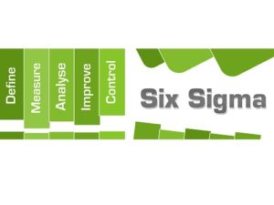 Six sigma concept image with text and related words.