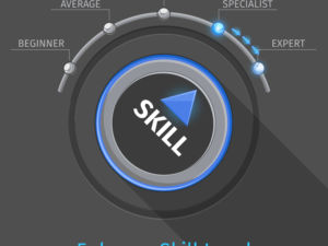 Skill levels vector knob button or switch. Education and proficiency, test expertise illustration