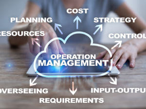 Operation management business and technology concept on the virtual screen